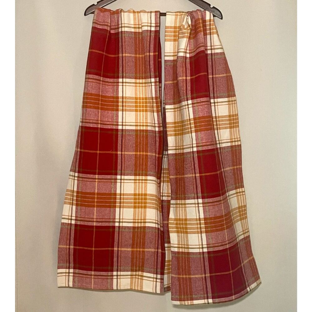 Pier 1 Imports Set of 2 Fall Plaid Table Runners 75x14 Thanksgiving Autumn Decor